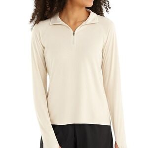 Free Fly Bamboo Flex Quarter Zip Top Women XL Tan Pullover UPF 50+ Gorpcore
